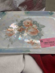 Iridescent Porcelain Floral Serving Tray