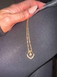 Gold-Tone Chain Necklace with Diamond Shape Pendant
