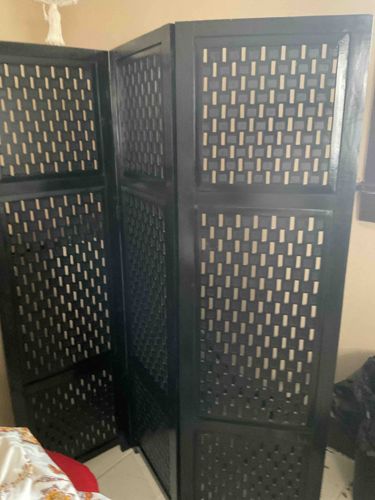 Black Wooden Folding Room Divider