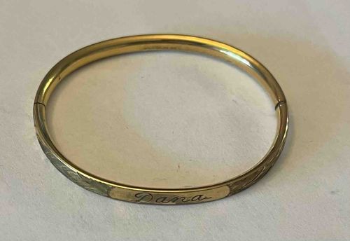 Vintage Engraved Christening Bangle Bracelet