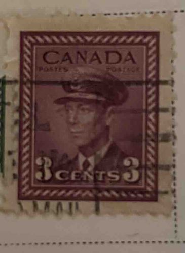 Canadian 3 Cents Postage Stamp featuring King George VI