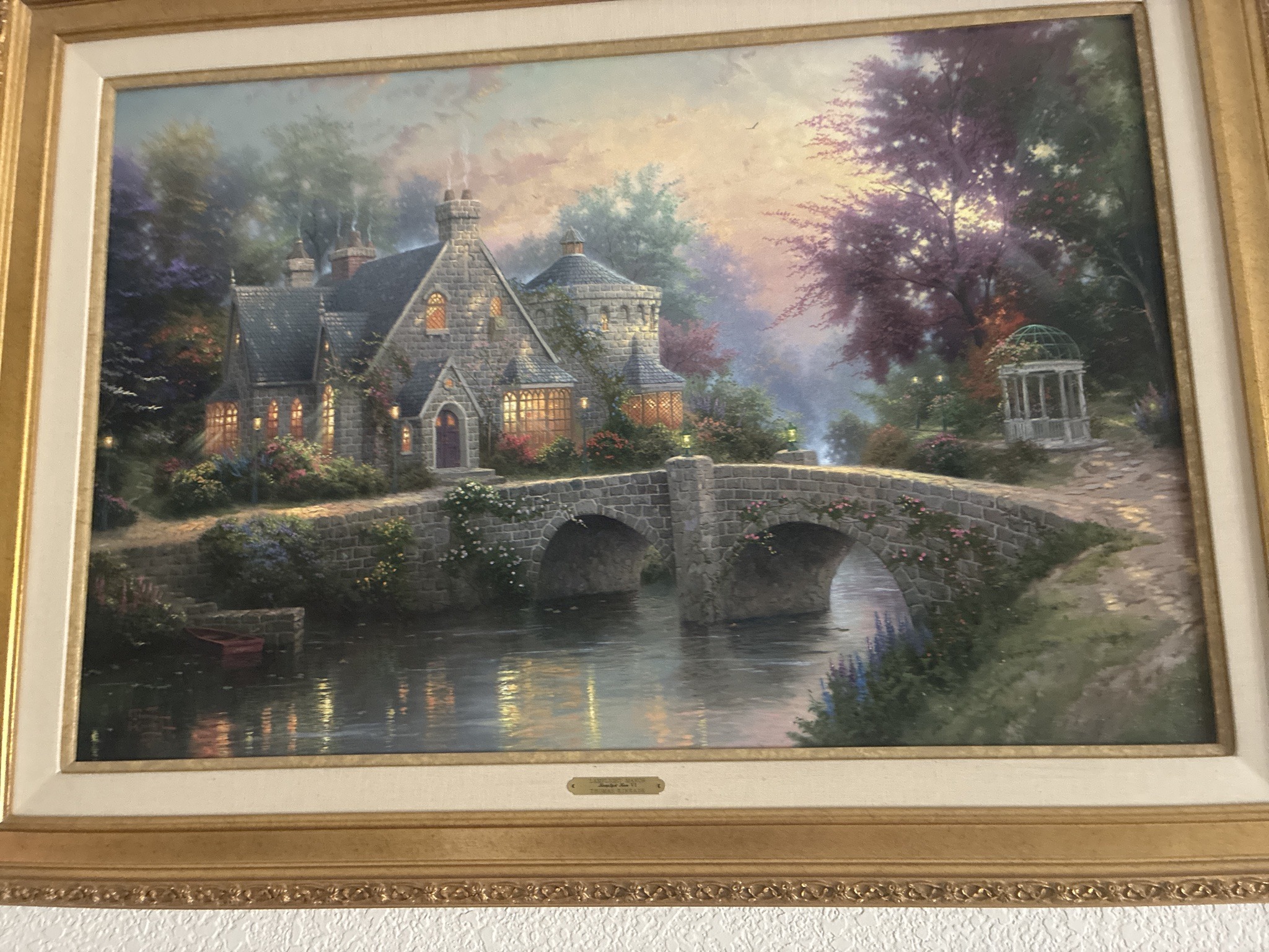 Submitted photo of Framed print, attributed to Thomas Kinkade