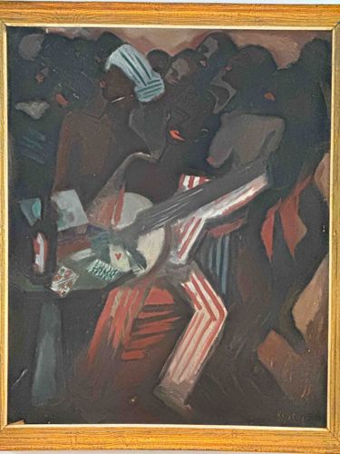 Expressionist Scene of Figures and Musicians by Roger Bosch