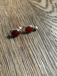Carnelian Gemstone and Silver Cufflinks