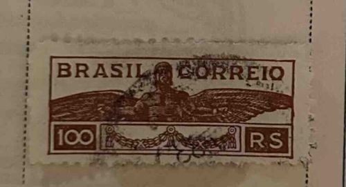Brazil 100 Reis Correo 'Winged Mercury' Postage Stamp