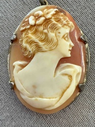 Art Deco Woman's Profile Shell Cameo Pendant/Brooch