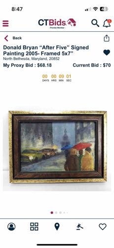 Donald Bryan "After Five" Signed Painting 2005- Framed 5x7"