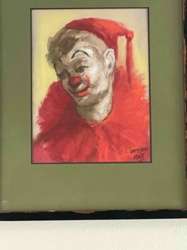Framed Clown Portrait by L. Larsson (1965)