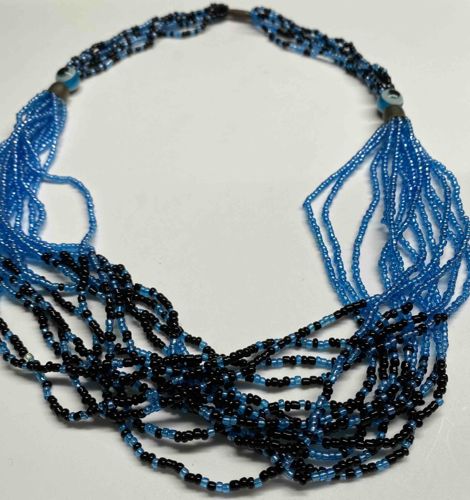 Multi-Strand Seed Bead Necklace with Evil Eye Accents