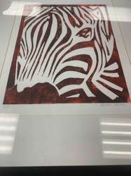 Zebra Head Linocut / Woodcut Print (Artist's Proof) by Bridget Driver