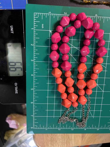 Two-Tone Pink and Orange Beaded Necklace