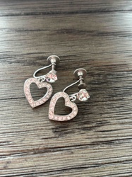 Rhinestone Heart Screw-Back Earrings