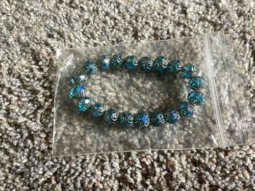 Teal Filigree Beaded Stretch Bracelet