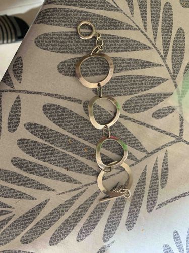 Silver-Toned Open Link Toggle Bracelet