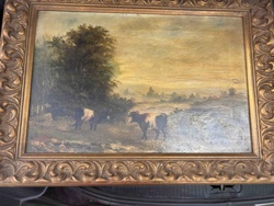 Durant Oil Painting: Pastoral Scene with Cattle