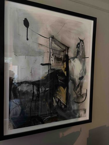 Modern Abstract Expressionist Multimedia Painting of a Horse