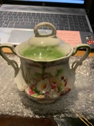 Floral Decorated Porcelain Sugar Bowl with Lid