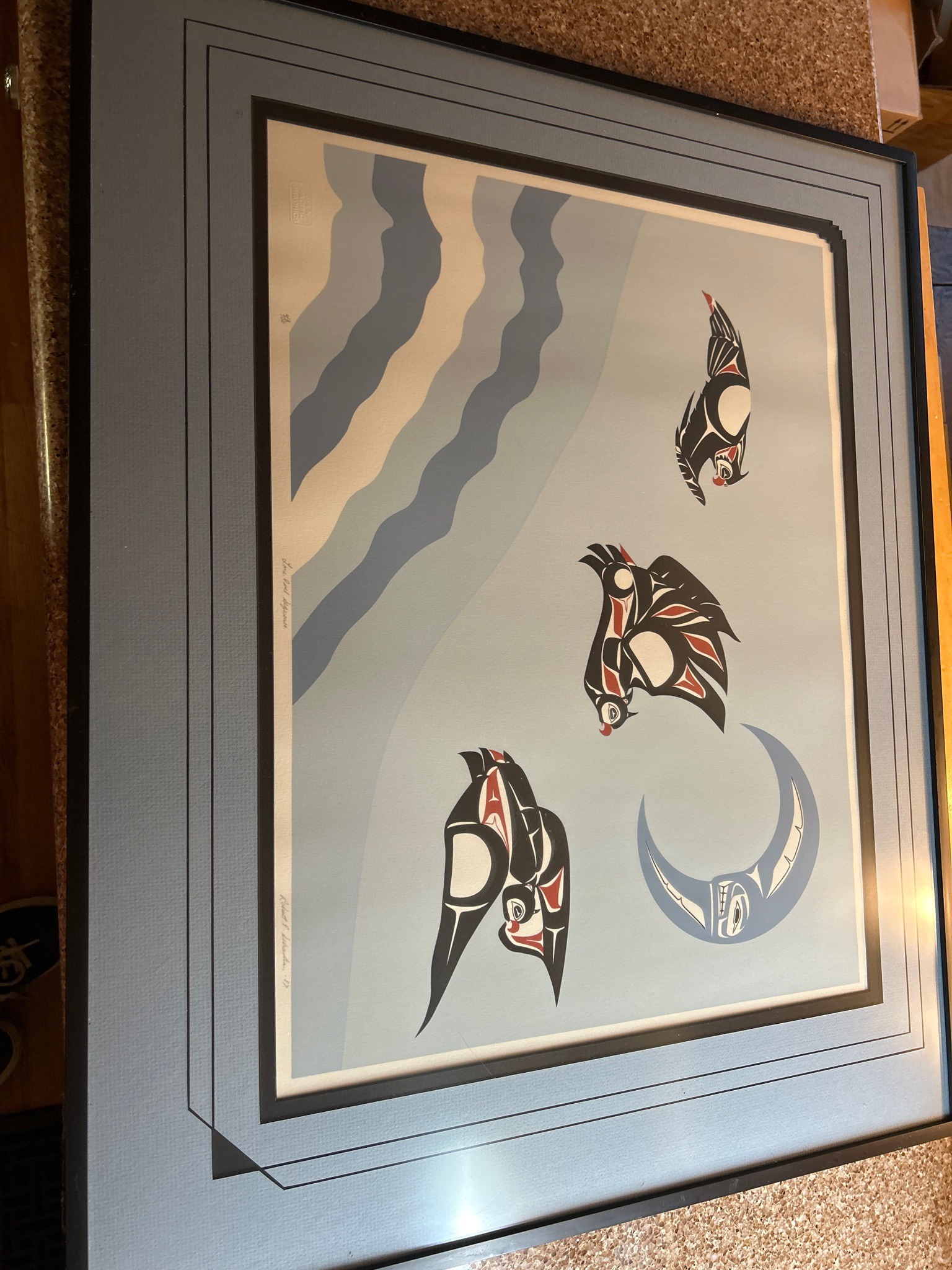 Submitted photo of Framed print in the style of Northwest Coast Indigenous art