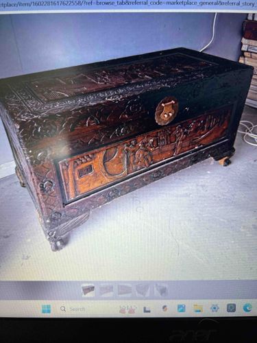 Hand-Carved Camphor Wood Chest