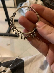 Ethnic Silver-Toned Hoop Earring with Dangling Charms