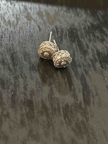 Diamond Accent Filigree Dome Stud Earrings