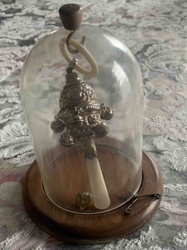 Antique Baby Rattle in Glass Cloche Display