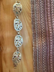 Vintage Gold-Tone Multi-Color Rhinestone Oval Panel Bracelet