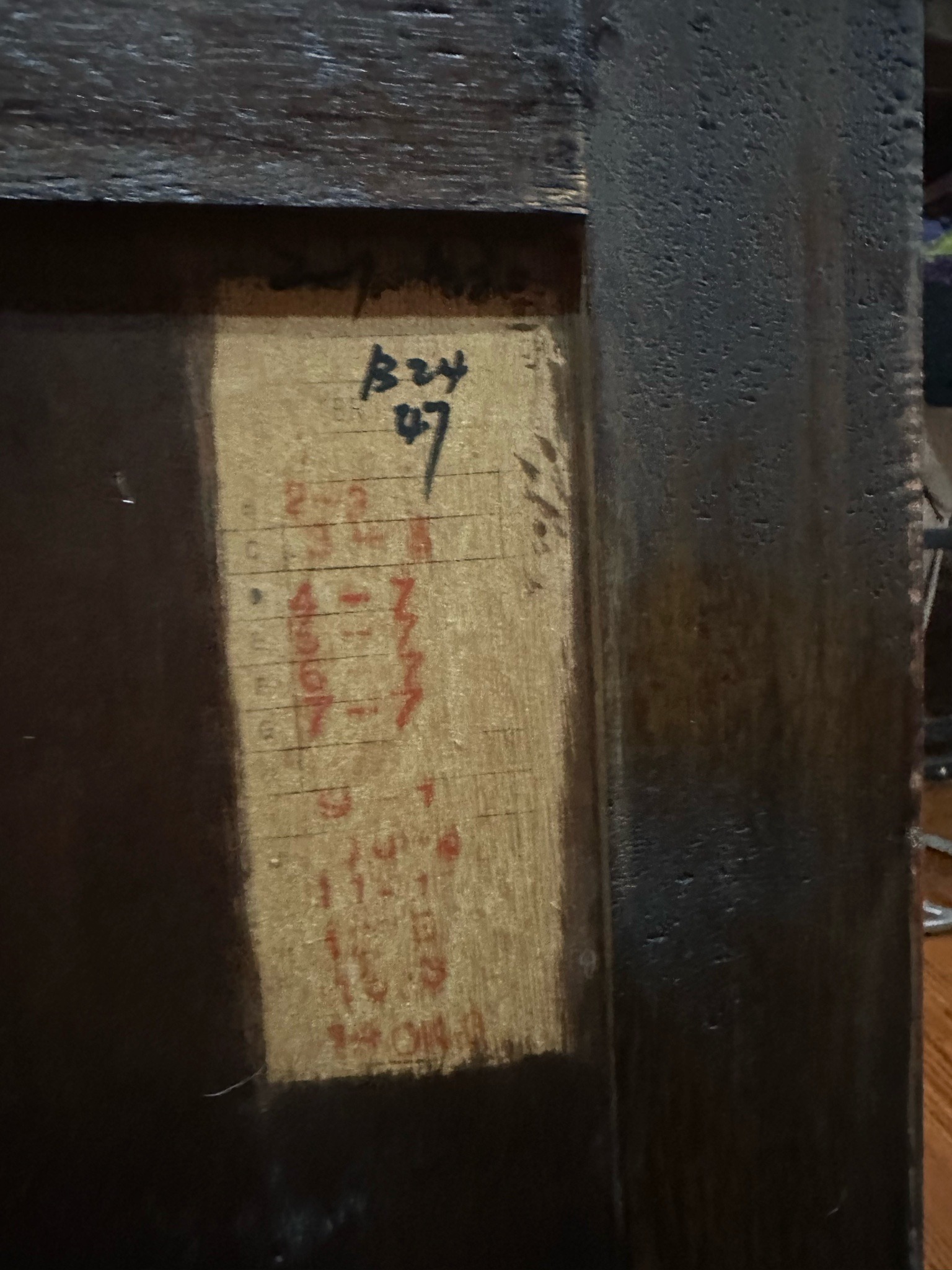 Submitted photo of Wooden furniture with inventory label