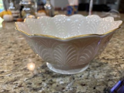 Lenox Ivory Embossed Bowl with Gold Trim