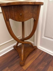 Art Deco Burl Wood Side Table with Curved Legs
