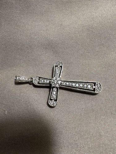 Platinum and Diamond Art Deco Style Latifi Cross Pendant