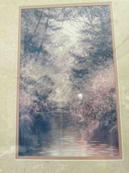 Forest Stream Landscape Print by F. Patay