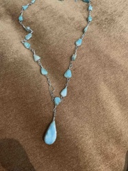 Larimar and Silver-Toned Y-Drop Necklace