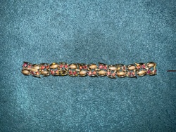 Vintage Gold Tone Link Bracelet with Faux Opals and Pink Rhinestones