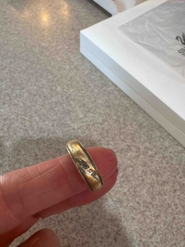 Engraved Gold Tone Wedding Band