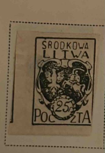Srodkowa Litwa 25 Fenigów Postage Stamp
