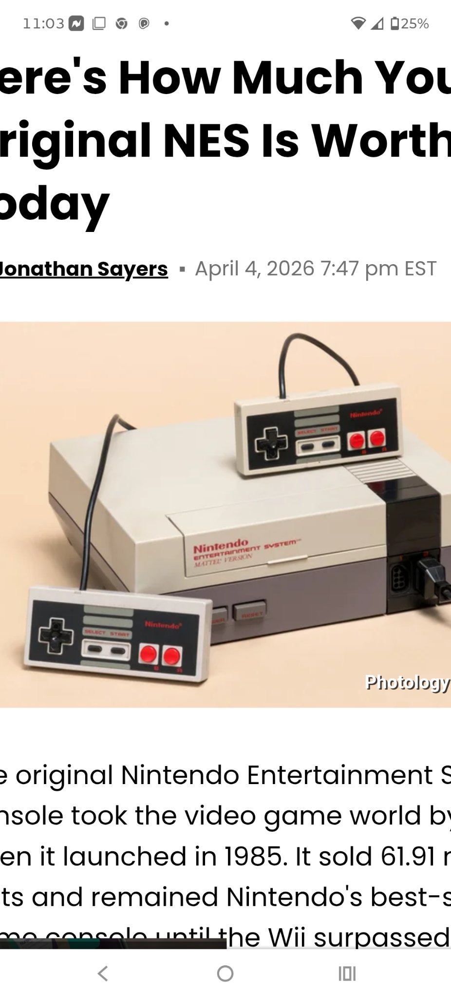 Submitted photo of Nintendo Entertainment System Mattel Version (not authenticated)