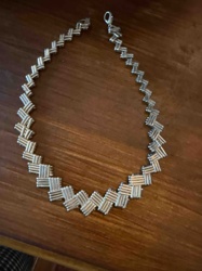 Basketweave Design Chevron Link Necklace