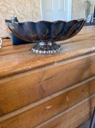 Footed Scalloped Metal Bowl