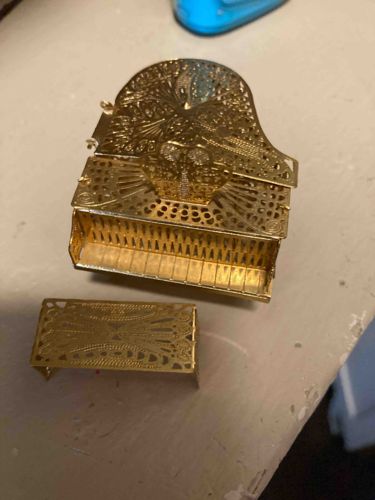 Miniature Filigree Grand Piano with Bench