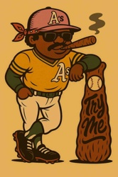 Oakland Athletics 'Try Me' Baseball Character Illustration