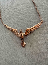 Rose Gold Tone Flying Bird Pendant Necklace