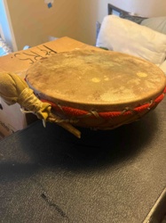 Hand Drum with Rawhide Head and Red Binding