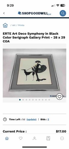 ERTE Art Deco Symphony in Black Color Serigraph Gallery Print - 28 x 29 COA