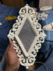 Vintage Ornate Diamond-Shaped Wall Decor with Glitter Inlay
