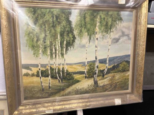 Landscape Painting with Birch Trees
