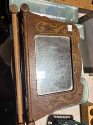 Antique Wooden Vanity Mirror with Towel/Garment Rods