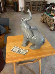 Gray Elephant Figurine with Upward Trunk