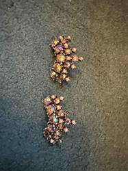 Vintage Iridescent Rhinestone Cluster Earrings