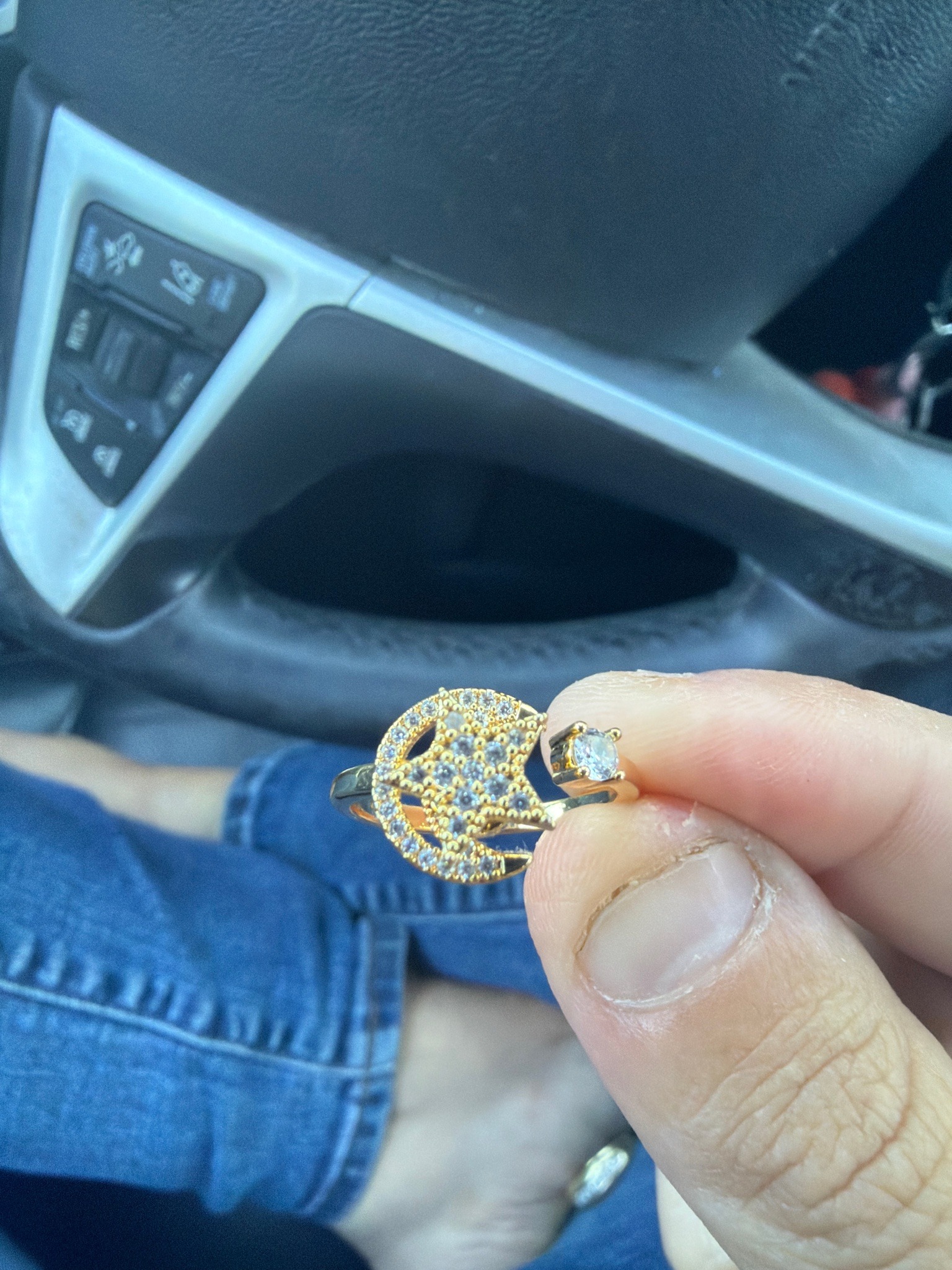 Submitted photo of Gold-tone celestial motif open ring